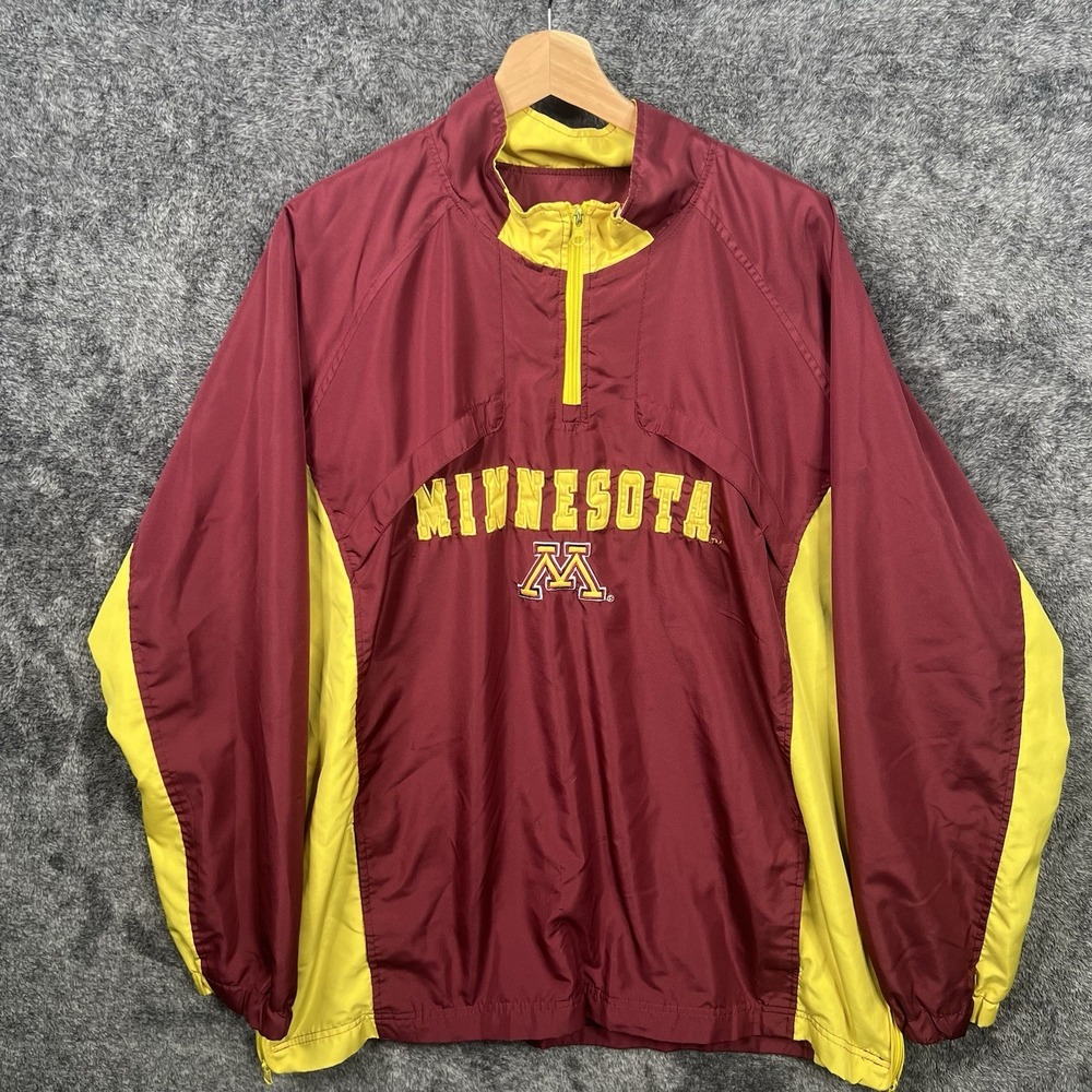 Minnesota Gophers Windbreaker Jacket Vented Lightweight 1/4 Zip Size Adult's XL